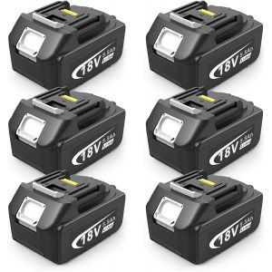 SUBZONAL-Lot de 6 batteries de rechange, 5,5 Ah, pour Makita, LXT, 18 V, DC18RC, compatibles avec toutes les batteries lithium-ion Makita, 14,4 V-18 V, BL1815, BL1830, BL1850, BL1430 - Neuf