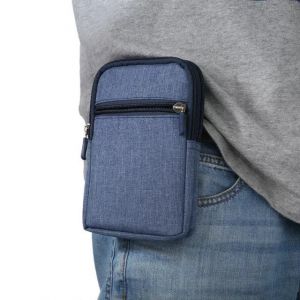 Pochette Universelle À Clip Ceinture Bleu, 6,3 Pouces, En Denim, Décontractée, Pour Randonnée, Avec Plusieurs Boucles - Neuf