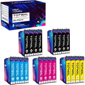 ERYI-Lot De 20 Cartouches D'Encre T0715 Xl T0715 De Rechange Pour Epson T0711 T0712 T0713 T0714 T0715 Multipack Compatible Avec Epson Stylus Sx100 Sx200 Sx218 Sx400 Sx515W Dx7400 Dx845000 Bx30 0 F - Neuf