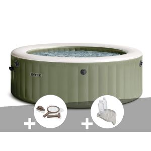 Kit spa gonflable Intex PureSpa Olive rond Bulles 6 places + Kit d'entretien + Porte-verre - Neuf