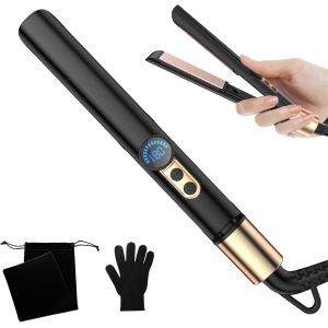 Kal-Lisseur Cheveux, Ionique Lisseur, Mini Fer À Lisser Voyage 2 In 1, Lisseur Pour Cheveux Courts, 4 Réglages De Température Pour Tous Types De Cheveux, Arrêt Auto En 60 Mins Avec Écran Lcd - Neuf