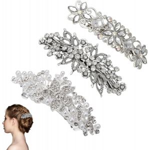 Kal-3 Pièces Accessoire Cheveux, Bijoux Cheveux Mariage, Accessoires Cheveux Femme, Argent Cristal Cheveux Headpieces Accessoires De Cheveux De Mariage Pour Anniversaire Faire La Fête (Argent) - Neuf