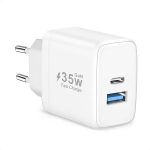Chargeur Usb C, 35 W, 2 Ports, Adaptateur Secteur Pd 3.0, Bloc D'Alimentation Usb C, Pour Iphone 16, 15, 14, 13, 12, 11 Pro Max Plus Mini/Se 2020/Xs/8/7, Ipad, Samsung, Téléphone Portable - Neuf