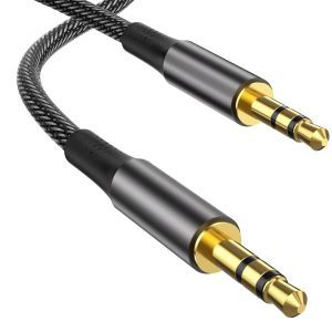 C&acirc;ble Jack Audio 3.5Mm M&acirc;le Vers M&acirc;le 1.2M, Cable Audio St&eacute;r&eacute;o Nylon Tress&eacute; C&acirc;ble Auxiliaire Voiture Compatible Avec Autoradio Casque Haut-Parleur Tv Iphone Ipad Ipod Pc Mp4 Mp3 - Neuf