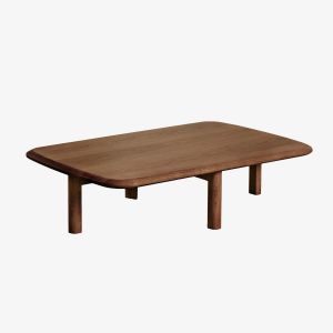 Table basse rectangulaire 100x65 cm en bois Tr&egrave;ves Marron Noyer Fonc&eacute; - Neuf