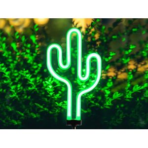 Lampe Solaire De Sol En Forme De Cactus Pour La D&eacute;coration De Jardin Et De Terrasse - Neuf