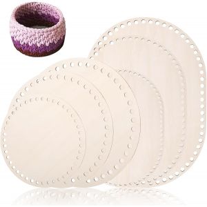 Mevronisshop-Fond De Panier En Bois Rond, 6 Pi&egrave;ces, Panier Au Crochet Rond, Base En Bois Pour Crochet, Base De Sac Ovale Et Ronde, Ensemble De Tissage De Paniers Pour Bricolage, 10/15/20/25/30 Cm - Neuf