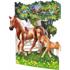 CHECARZHN--NO1-Swing Card, Carte De V?ux Pop-Up 3D ¿ Chevaux ¿ Cadeau Pour Elle, Lui, Fille, Fille, Fils, Famille, Anniversaire (Cheval Et Poulain) - Neuf