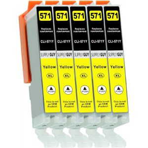 ERYI-5 Cartouches D'Encre Avec Puce Compatible Avec Canon Cli-571 Jaune Pour Canon Pixma Mg5750 Mg5751 Mg6850 Mg7750 Ts5050 Ts5055 Ts6050 Ts8050 Ts9050 Ts9055 Et Plus (Voir Page Produit) - Neuf