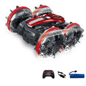 Voiture Telecommandee Amphibie 2,4 Ghz, Etanche, Cascadeuse, Cadeau D'anniversaire Pour Enfants, Rouge - Neuf
