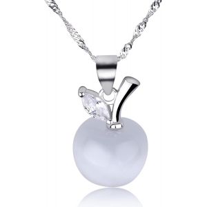 Kal-Collier Femme Simul&eacute; Chat De Pierre De L'oeil Collier D'or Sph&eacute;rique Pendentif Plaqu&eacute; Or Blanc 18 Carats Bijoux Pour Fille Femme Epouse Maman Copines - Neuf