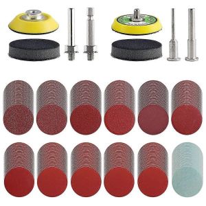 244pcs 2inch 50mm Disque De Ponçage Tampon Tampon De Ponçage En Alumine 80-3000 Grain Papier De Ponçage Changement Rapide Feuille De Ponçage Perceuse Meuleuse - Neuf