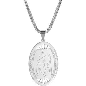 Kal-Collier Allah Pour Homme Et Femme En Acier Inoxydable Chic Avec Pendentif Islamique Musulman Allah (Médaillon) Bijoux Arabes - Neuf