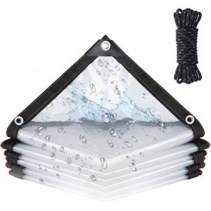 SPWA-Bache Transparente avec Oeillets,Bâche Transparente 2 x 2 m,Baches RenforcéE Haute Densité Anti-DéChirure RéSistant pour Balcon,Jardin,Extérieur,Bâche Imperméable - Neuf