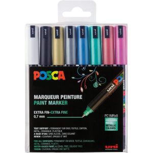 JEXNOVASHOP-Set de 8 Marqueurs PC1MR Pte calibr&eacute;e extra-fine Couleurs M&eacute;tallis&eacute;es - Neuf