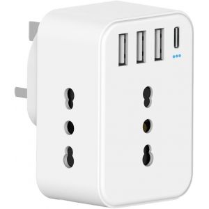 JGD-Adaptateur prise anglaise, adaptateur prise anglaise à prise italienne, adaptateur britannique pour Grande-Bretagne, Qatar, Irlande, Gambie, Adaptateur prises anglaises 3120W, avec 3 prises - Neuf