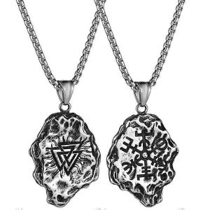 Ornement Personnalité Tendance À La Mode Homme Triangle Titane Acier Pendentif Nordic Viking Rétro Culturel Totem Collier - Neuf