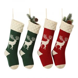 4 pi&egrave;ces de tricot chaussettes de No&euml;l sac cadeau pour la pendaison de decorat - Neuf