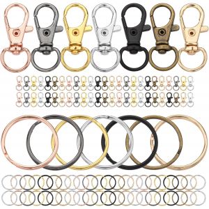 MEVRONISSHOP-100 Pi&egrave;ces Color&eacute; Porte Clef (50 Mousqueton Porte Cl&eacute; Et 50 Anneaux Porte Cl&eacute;) M&eacute;tal Attache Loisir Creatif,Rotatif Mousqueton Sac a Main,Bricolage Fermoirs pour Bijoux - Neuf
