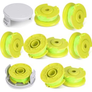 MEVRONISSHOP-11 Pi&egrave;ces Fil Coupe Bordure Bobine de Fil Debroussailleuse Fil Rotofil Compatible avec Ryobi One + 18V 24V 40V Coupe Bordure &Oslash;2.0mm 3,4M Bobine Fil Coupe Bordure (9 Fil Rotofil + 2 Couve - Neuf