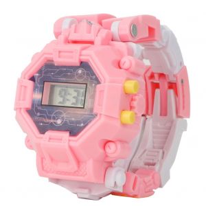 Montre-Bracelet Transformable Pour Enfant, Jouet Electronique Robot (Rose) - Neuf
