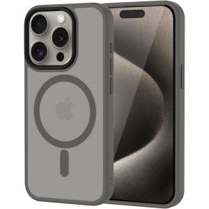 Kal-Coque Pour Iphone 15 Pro Magnétique Compatible Avec Magsafe, Étui Mat Translucide Minimaliste, Pc Dur Housse Arrière Anti-Rayures + Tpu Bumper Antichoc -Gris - Neuf