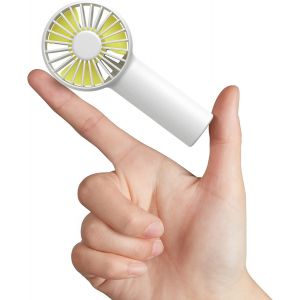 Mini ventilateur portable à piles blanc avec batterie de 2 000 mAh, alimenté par USB, 3 vitesses, flux d'air amélioré, ventilateur de poche silencieux et rechargeable - Neuf