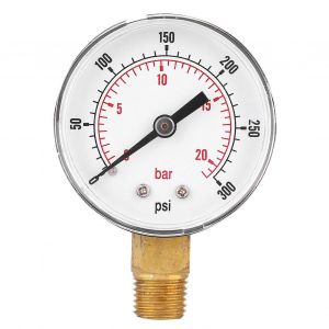 Manomètre 50mm 1/4 Bspt Filetage En Laiton Pour Air Carburant Huile Gaz Eau (0-300psi 0-20bar) - Neuf