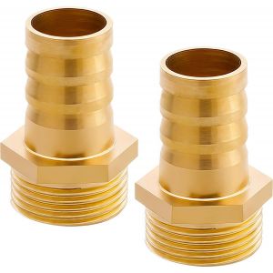 Embout de tuyau en laiton G3/4""(&Oslash;25,7mm) m&acirc;le x 3/4"" douille,2 pi&egrave;ces Raccord de tuyau en laiton Crochet 19mm x G3/4"" adaptateur de tube,Embout de tuyau Raccord Raccord filet&eacute; en laiton - Neuf