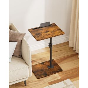 Ulteronixshop-Table d'appoint en Forme de C r&eacute;glable en Hauteur - Table Basse rotative &agrave; 360&deg; - Petite - 40 x 30 x (45-81) cm - en Bois - pour Chambre &agrave; Coucher, Salon, Bureau - Marron Rustique - Neuf