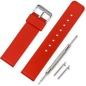Kal-Bracelet Montre Imperméable Remplacer Silicone Bracelet Montre Homme Femme Noir - 18mm, 20mm, 22mm, 24mm Caoutchouc Montre Bracelet Avec Quick Release Pins - Neuf