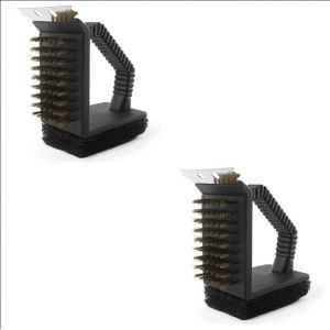 1 nettoyant individuel 3 en 1 pour barbecue d'extérieur ; brosse pour barbecue ; brosse triangulaire en fil de cuivre pour barbecue - Neuf