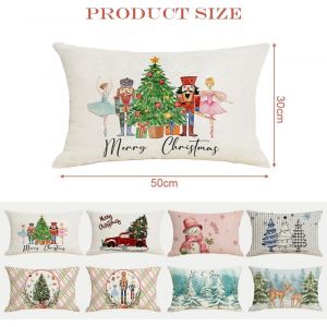 CAUC-Housse Coussin Noel 30 X 50, Coussin Noel Housse De Coussin Rectangulaire 30x50, Housse De Coussin De Noel D&eacute;coration De No&euml;l pour Int&eacute;rieur, pour Salon, Chambre &Agrave; Coucher (A) - Neuf