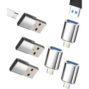 TRAHOO-Lot de 6 adaptateurs USB C femelle vers USB OTG 3.0 femelle type C pour Apple iPhone 16 15 Pro Max pour iPad Macbook Compatible avec Samsung S25 S24 S23 S22 - Neuf