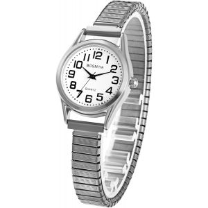 Montre Femme Homme Quartz Analogique Avec Grand Cadran Numérique,Bracelet Élastique-2 Couleurs.[J640] - Neuf