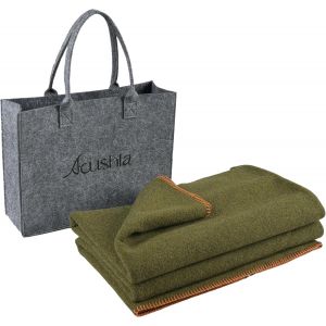 Ulteronixshop-Couverture En Laine M&eacute;rinos 160 X 200 Cm Douillette En 80% Laine De Mouton M&eacute;rinos - Grande Moelleuse Parfaite Comme Couverture De Canap&eacute;, Vert Arm&eacute;e - Neuf