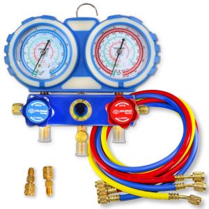 MEVRONISSHOP-Kit Manom&egrave;tre Climatisation avec 3 Tuyaux de Recharge et Mesure de Gaz R&eacute;frig&eacute;rant Voiture AC | R410A R407C R32 R134a - Neuf