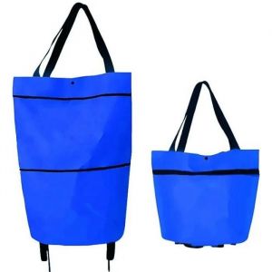 Sac de courses pliable avec roulettes, Caddie sac à roulettes pliable, réutilisable, multifonction, sac fourre-tout de voyage - - Neuf