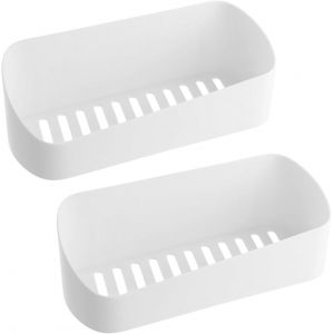 Cmwx-Organisateur De Douche Étagère De Salle De Bain, 2pcs Plastique Panier Rangement Shampoing Blanc, Serviteurs De Douche Mural Sans Perçage Pour Salle De Bain Cuisine - Neuf