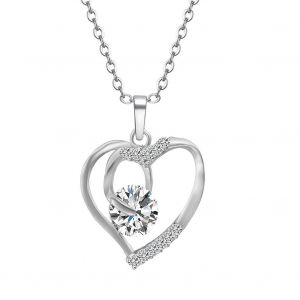 À La Mode Femmes Dame Collier Coeur Forme Pendentif Zircon Décoration Bijoux Cadeau - Neuf