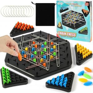 Sansh-Jeu De Triangle En Chaîne, Grand Jeu D'échecs Géométrique, Eu De Société De Strategie Peg Société Interactif Chain Triangle Pour 2 À 4 Joueurs - Neuf