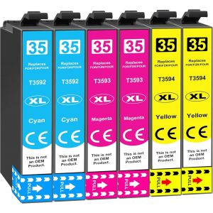 ERYI-Cartouches 35Xl Compatibles Avec Epson 35Xl Multipack Compatibles Avec Epson Workforce Pro Wf-4725Dwf Wf-4740Dtwf Wf-4730Dtwf Wf-4720Dwf Wf4740 Wf4730 Wf4720 Wf4725 (Cyan, Magenta, Jaune) - Neuf