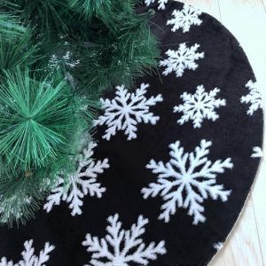 Jupe de sapin de No&euml;l en velours noir &agrave; motif neige, petite taille 78 cm/30,7 pouces - Neuf