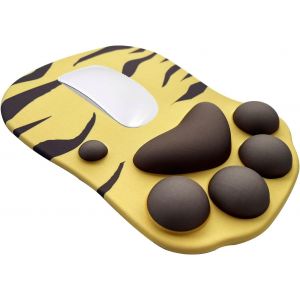 Tapis de souris 3D jaune - Motif patte de chat - Mignon et ergonomique - En silicone antid&iquest;&iquest;rapant - ?lasticit&iquest;&iquest; - Surface lisse - Sans odeur - Pour Bisro (25,5 x 17,8 cm) - Neuf