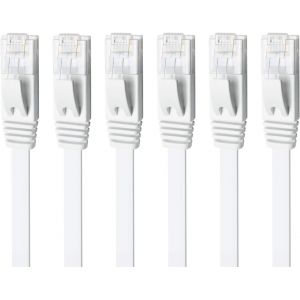 ERSHI-Cable Ethernet Cat 6 RJ45 3m 6 Pièces, 10/100/1000Mbits Cable Reseau Plat 250Mhz Gigabit Internet Cable de Patch pour Modem [6 - Neuf