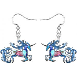 Kal-Cute Licornes Cadeaux Émail Licorne Boucles D'oreilles Chevaux Bijoux Pour Femme Filles Charms Anniversaire - Neuf