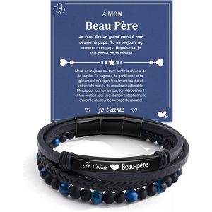 Eryi-Cadeau Homme, Bracelet Homme En Cuir, Cadeau Homme Original, Idee Cadeau Anniversaire Bracelet Homme Amoureux Pour Copain Couple Pour Anniversaire Saint Valentin Noel Pour Homme Mari Bracelet - Neuf