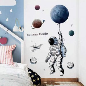 Grand Stickers Muraux Astronaute (84x125 Cm) I Autocollant Mural Espace Planète Galaxie Fusée Lune I Déco Murale Chambre Enfant Bébé Fille Chambre Ado Garçon Salle De Jeux Cool - Neuf