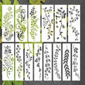 14 Pi&egrave;ces Pochoirs De Peinture Vigne Rose Pochoirs Peinture Pochoirs R&eacute;utilisables Pour Peinture Pochoirs De Plantes Pochoir &Agrave; Dessin Set Lavable Pour La Peinture,Diy Scrapbooking,D&eacute;coration Murale - Neuf