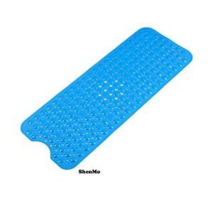 Tapis de baignoire antid&eacute;rapant, 101,6 x 40,6 cm, avec ventouses et trous d'&eacute;vacuation, extra large, lavable en machine, bleu - Neuf
